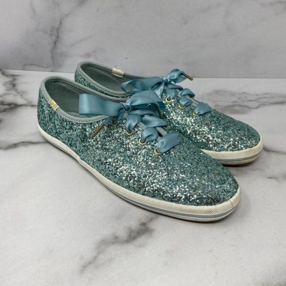 Keds Kate Spade Champion Glitter Sneakers Light Blue Size 6